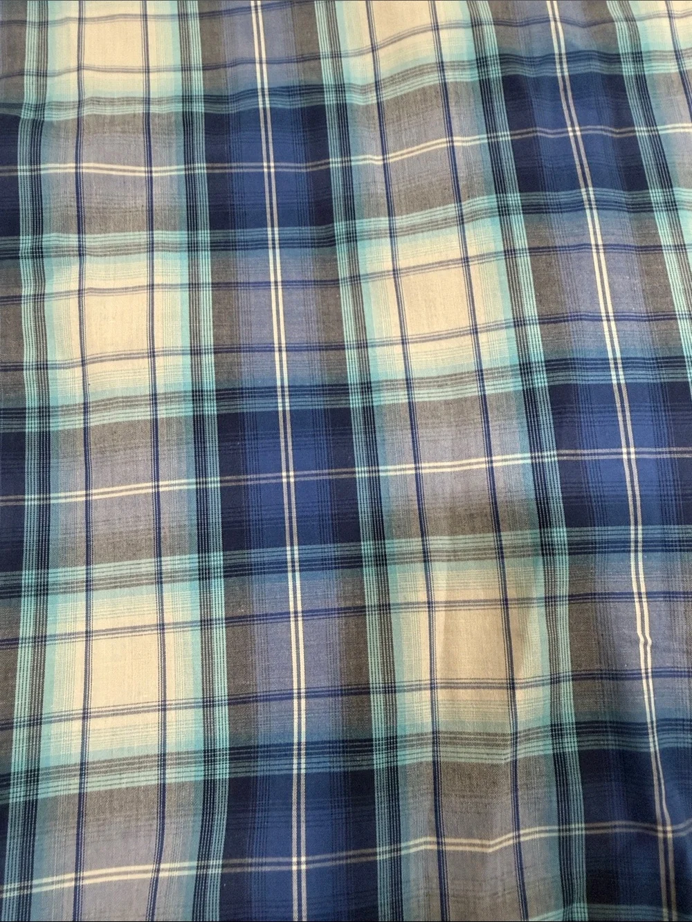 Banana Republic Blue and White Plaid Short-Sleeve Button-Down Shirt